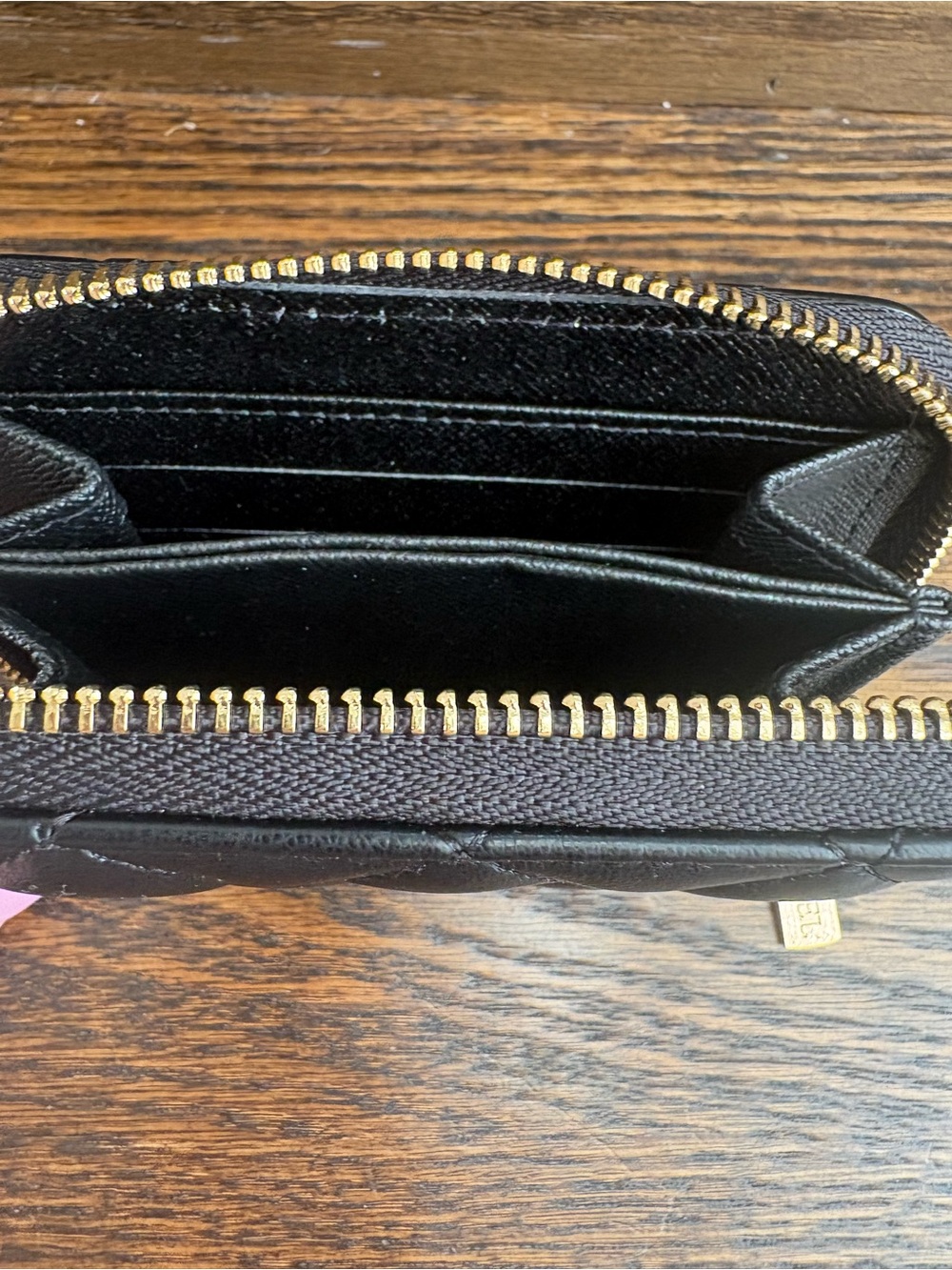 Designer Inspired New  Black Quilted Leather Zip Card Case Wallet - Picture 7 of 10
